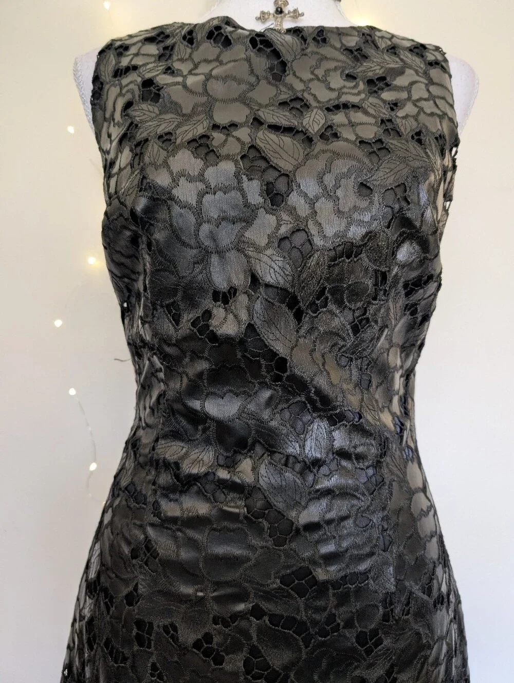 bebe Black Floral Lace Mini Dress - Picture 6 of 9